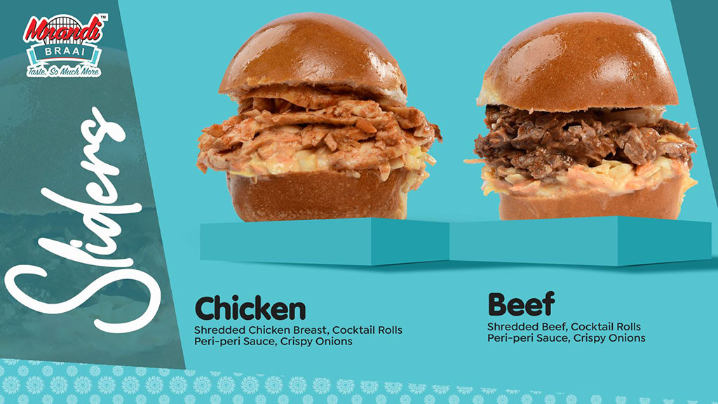 Sliders Chicken and Beef menu card