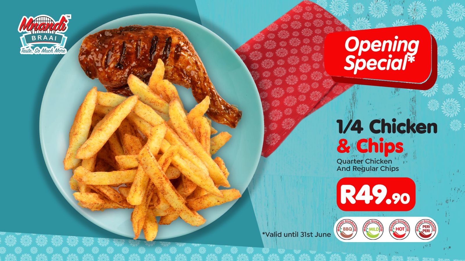 Quarter Chicken and Chips menu card
