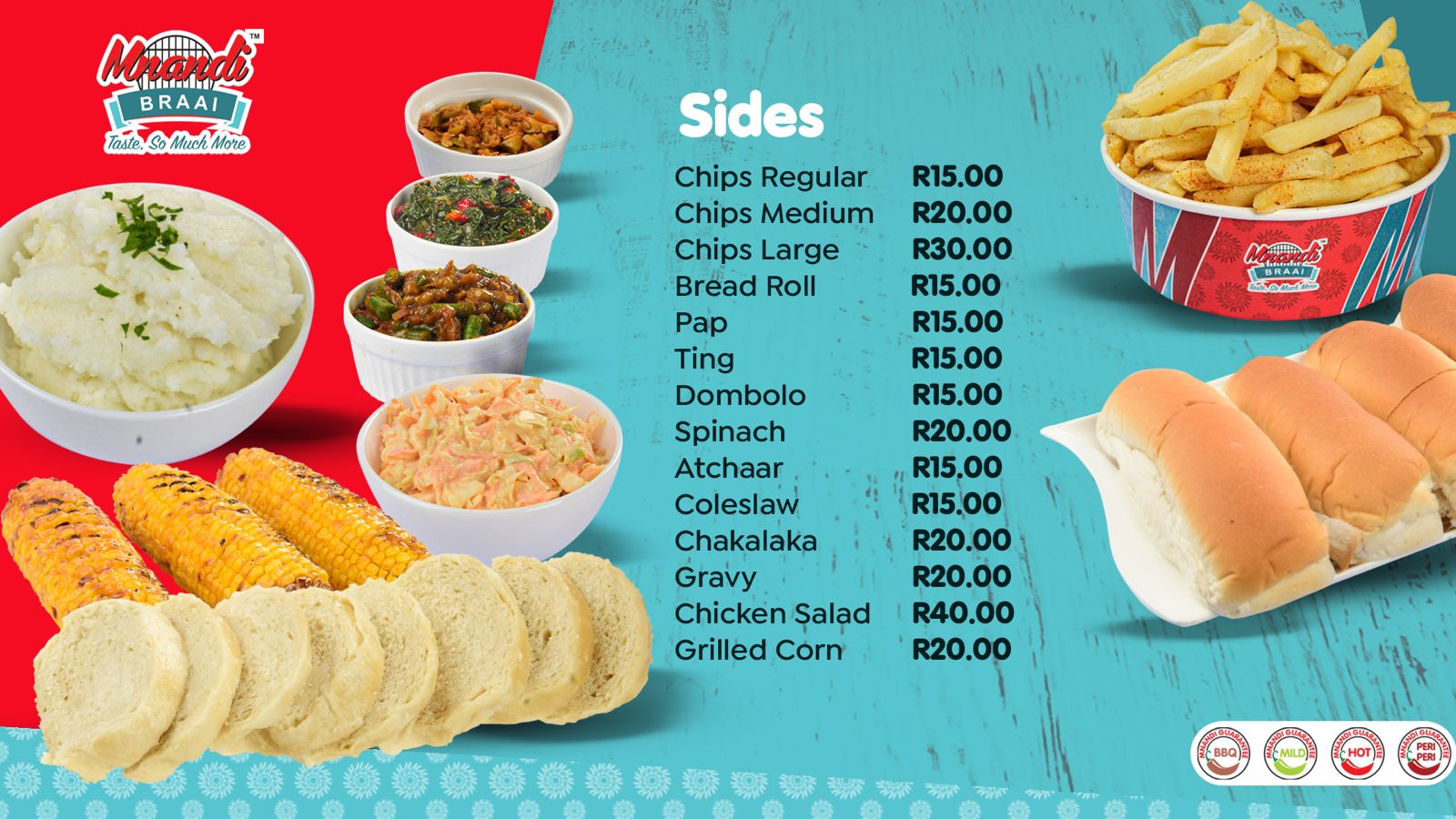 Sides menu card